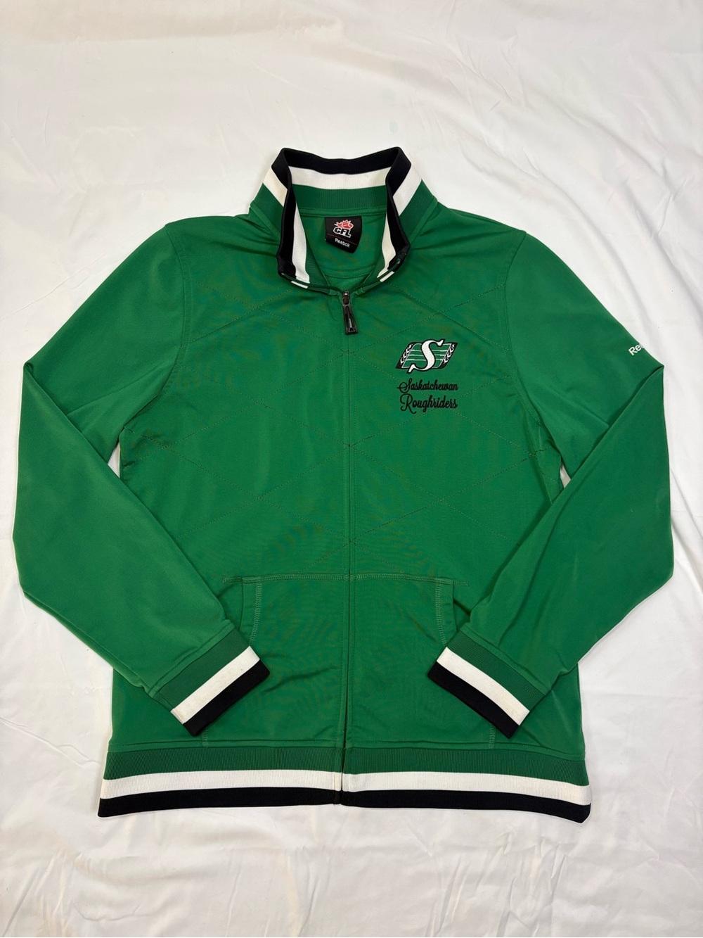 Vintage Reebok CFL Saskatchewan Roughriders Green Track Jacket Women’s Large